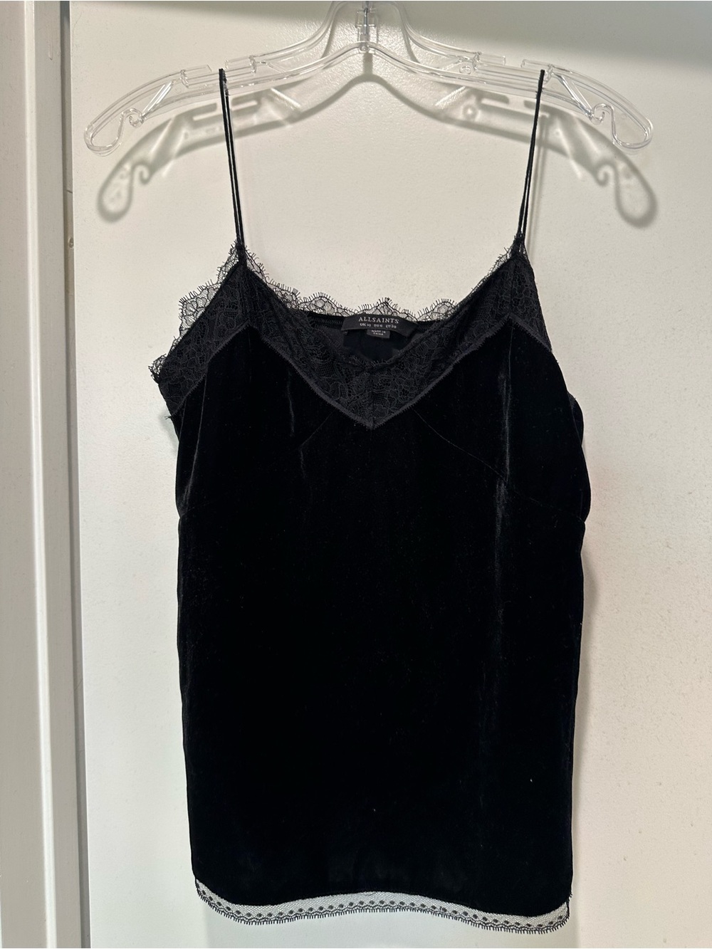 AllSaints Black Lace-Trim Camisole